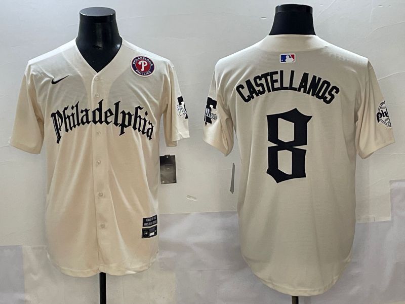Men 2025 Philadelphia Phillies #8 Castellanos Cream Five generations Joint Name Nike MLB Jersey style 6->philadelphia phillies->MLB Jersey
